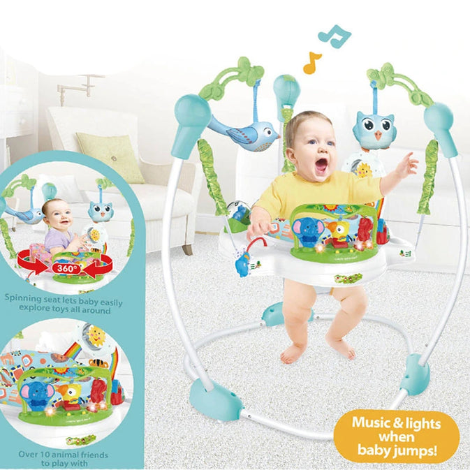 Baby Jumper – Adjustable Activity Bouncer with 360° Rotating Seat & Interactive Toys for Fun & Development