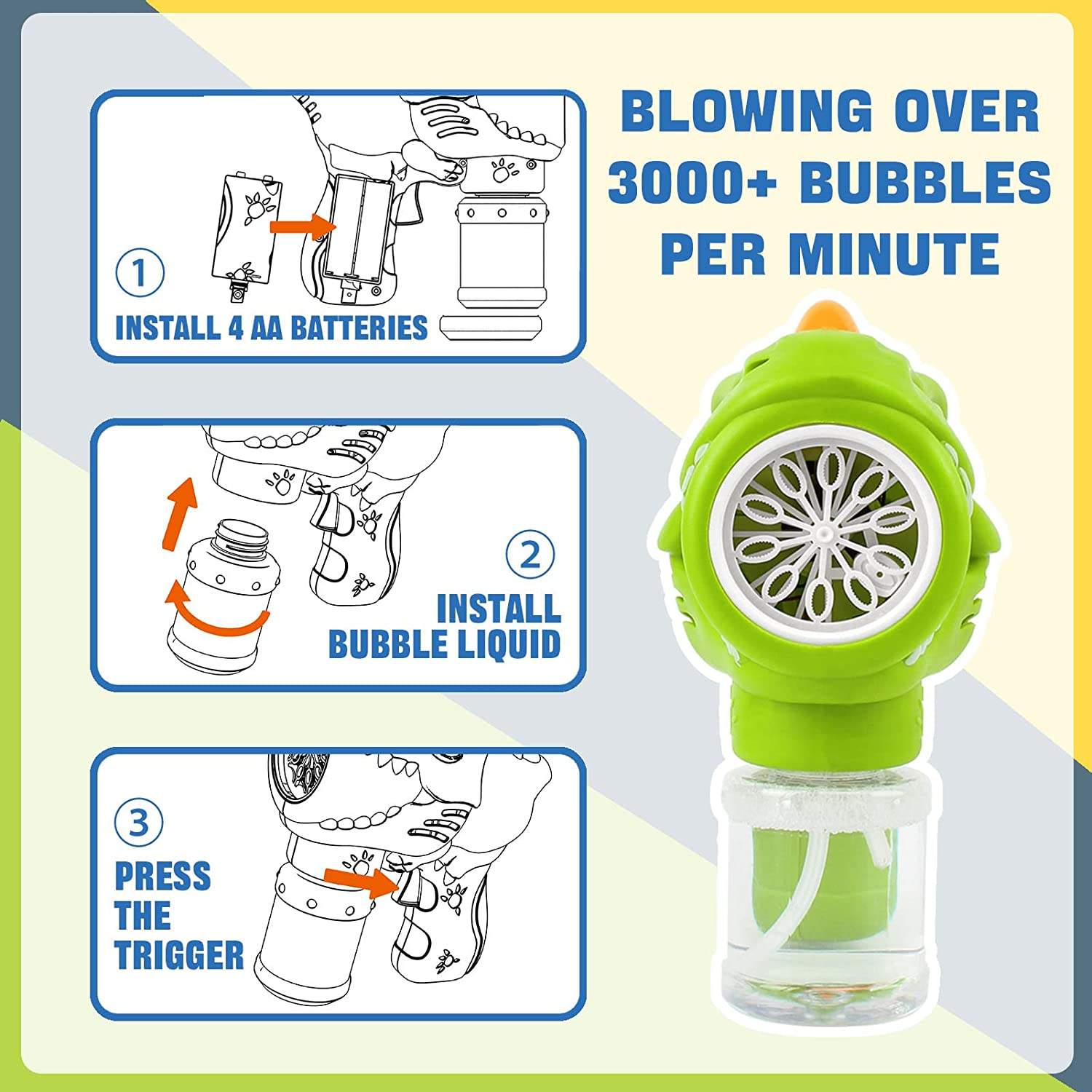 Dinosaur Bubble Gun Toy for Kids – Automatic Bubble Blower with Bubble