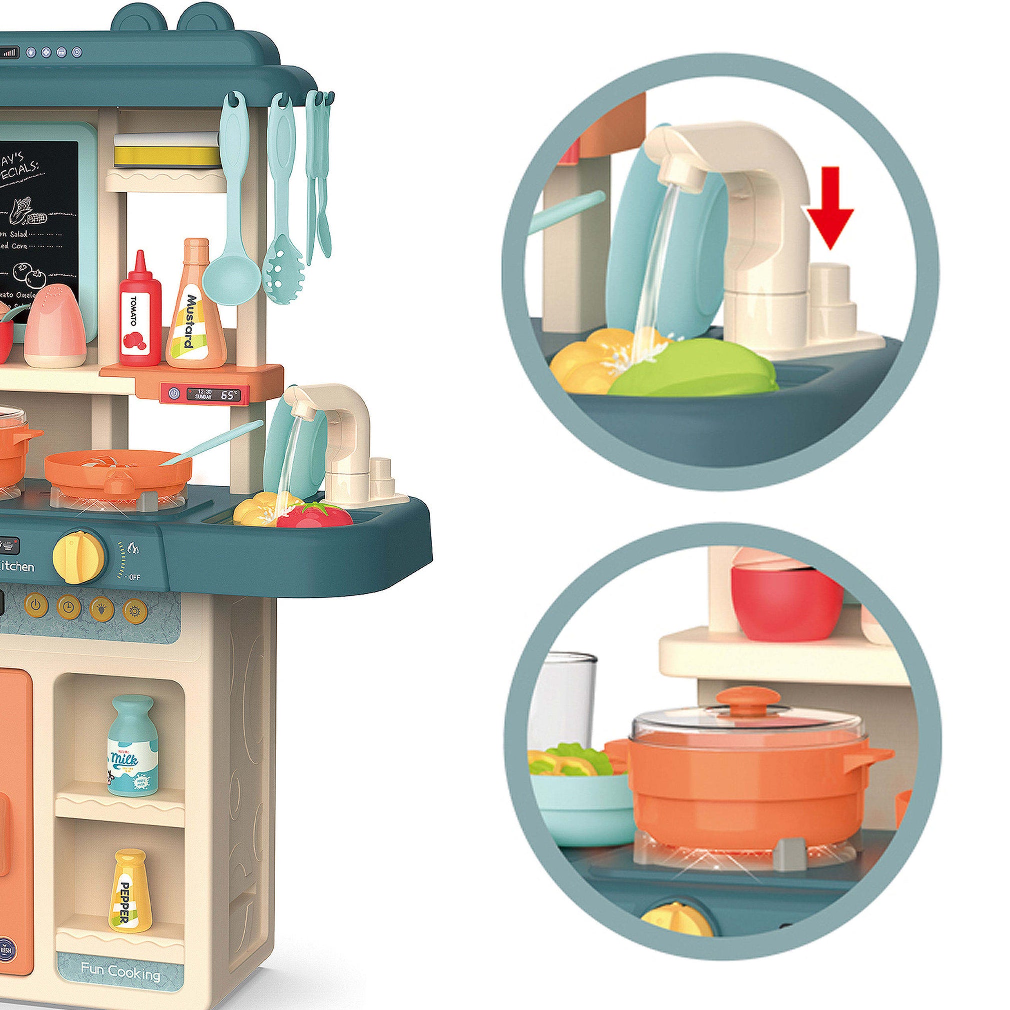 Steam & Spray Kitchen Set – Lights, Sound & 42 Pieces Pretend Play