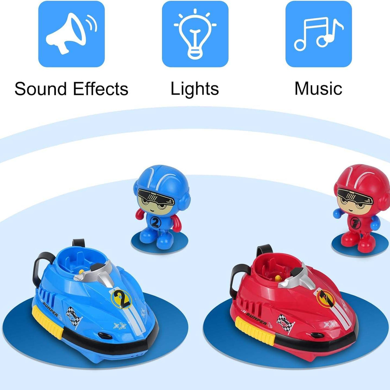 2 Remote Control Bumper Car Toy Set – Dual RC Cars with Ejecting Drivers, Lights & Music
