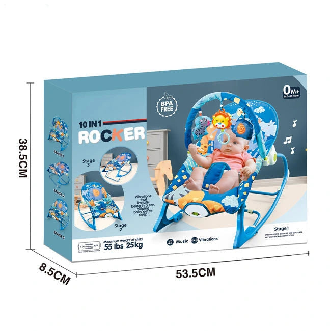 Baby Bouncer Chair with Soothing Vibrations &amp; Toy Bar – Infant Rocker Seat