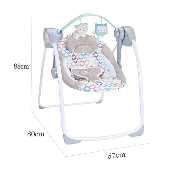 Baby Swing with Soft Plush Seat and Toy Bar - Multi-Color Design