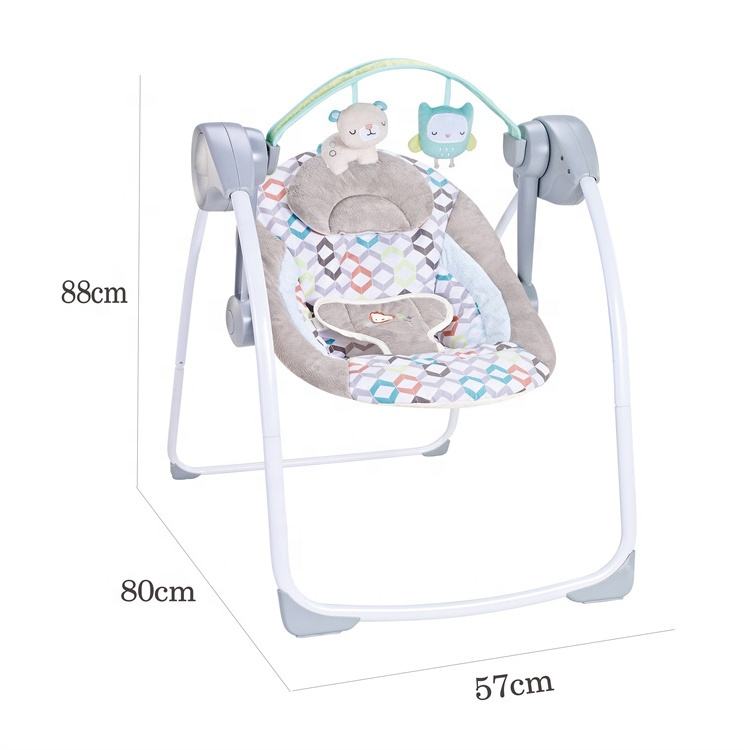Baby Swing with Soft Plush Seat and Toy Bar - Multi-Color Design