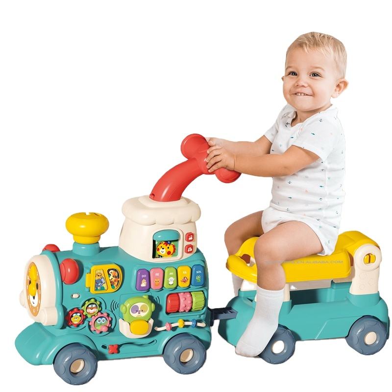 5 in 1 Musical Ride-On Train Toy with Lights & Sound – Push & Play Activity Toy for Toddlers