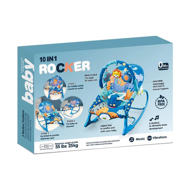 Baby Bouncer Chair with Soothing Vibrations &amp; Toy Bar – Infant Rocker Seat