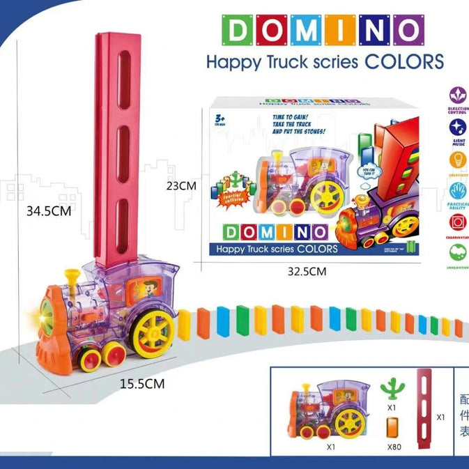 Kids Automatic Laying Domino Train Play Set Electric Bidding Sound
