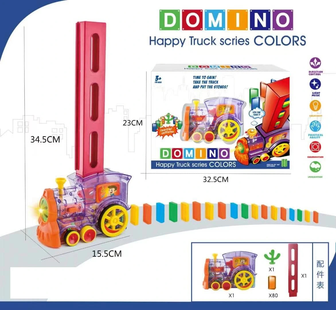 Kids Automatic Laying Domino Train Play Set Electric Bidding Sound