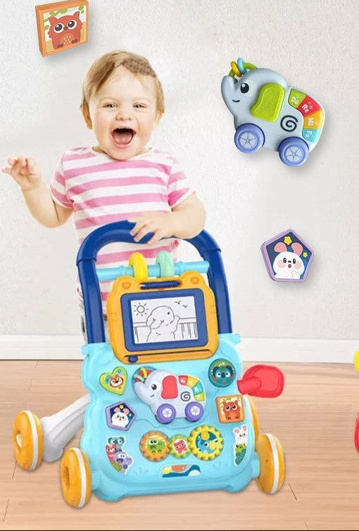 Music Baby Walker – 2-in-1 Activity & Learning Toy | With Lights, Sounds & Drawing Board