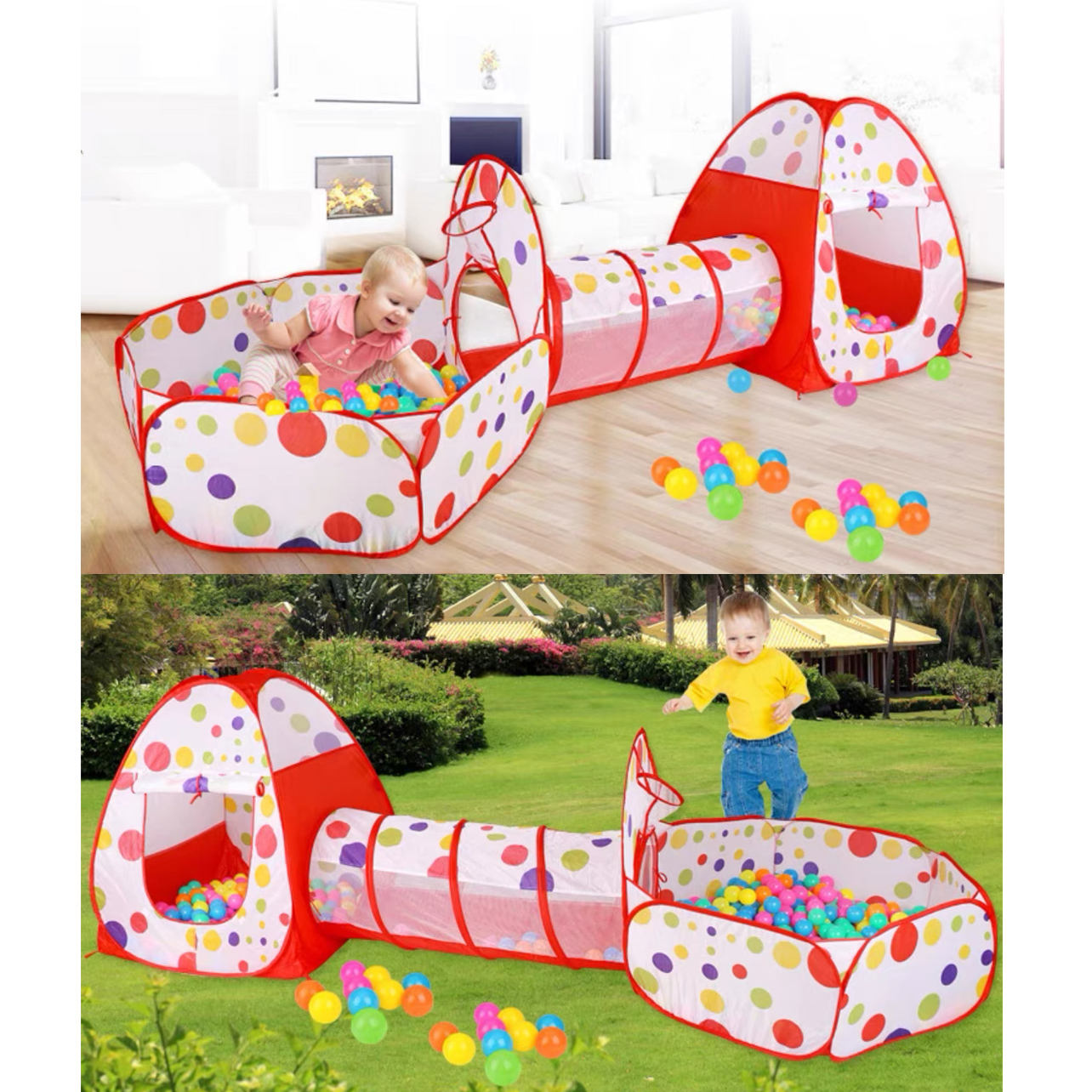 3-in-1 Kids Play Tent with Tunnel & Ball Pit – Pop-Up Indoor/Outdoor Adventure Set