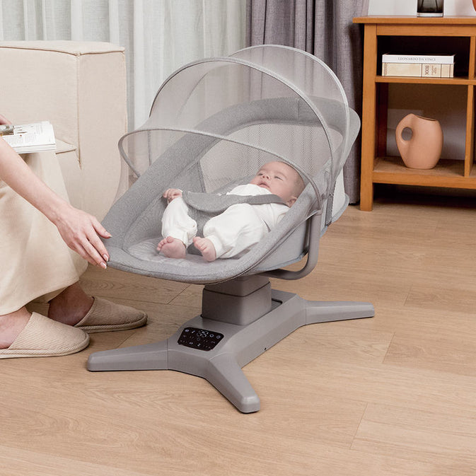 Electric Baby Swing Rocker with Mosquito Net & Remote – 5-Speed Auto Cradle for Newborns