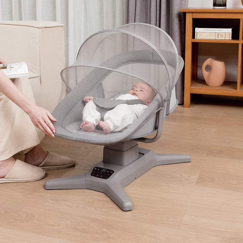 Electric Baby Swing Rocker with Mosquito Net & Remote – 5-Speed Auto Cradle for Newborns