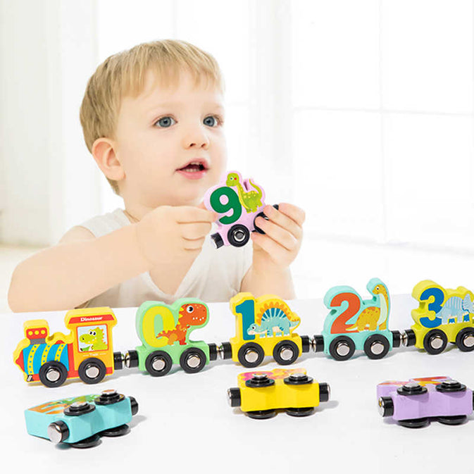 Wooden Magnetic Train with Numbers: Colorful Play & Learn