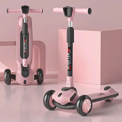 3-Wheel Kids Scooter with Adjustable Seat & Handlebar  3 Colors