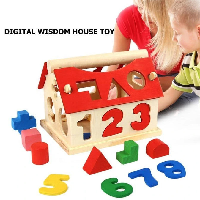 Wooden Montessori Shape & Number Sorting House