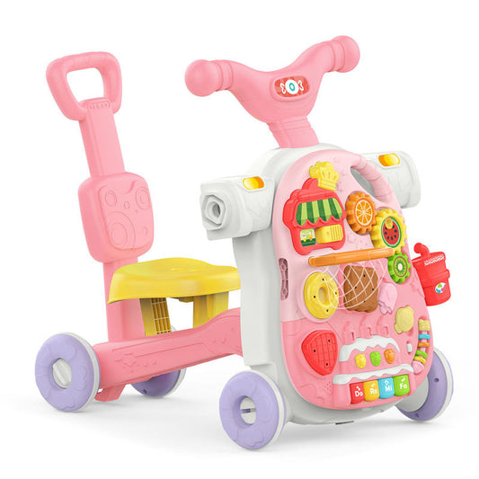 4-in-1 Baby Walker, Rocker & Activity Table – Multi-Stage Ride-On Toy ( Pink )