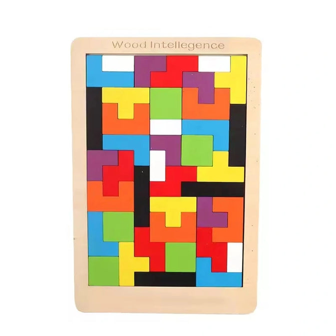 Wooden Tetris Puzzle Brain Teaser Toy for Kids