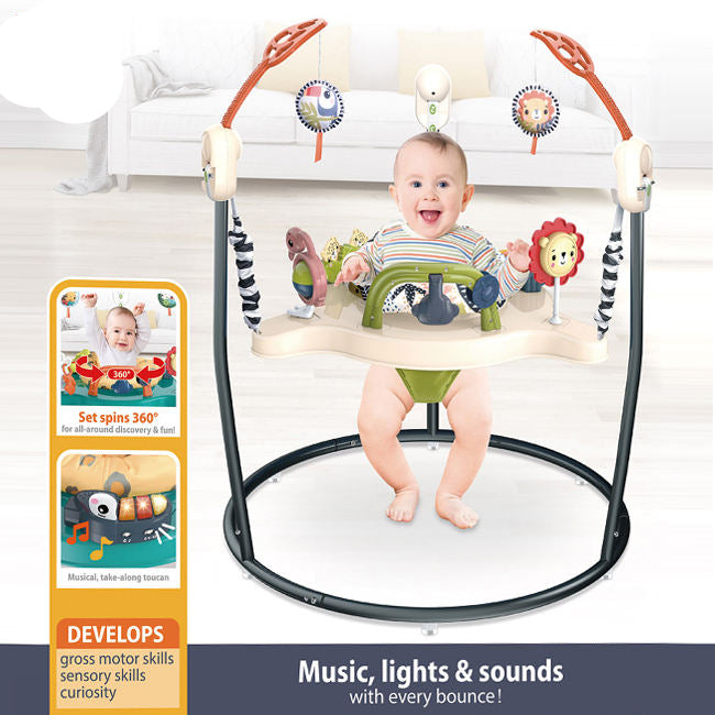 Baby Activity Jumper with 360° Rotating Seat, Music & Toys