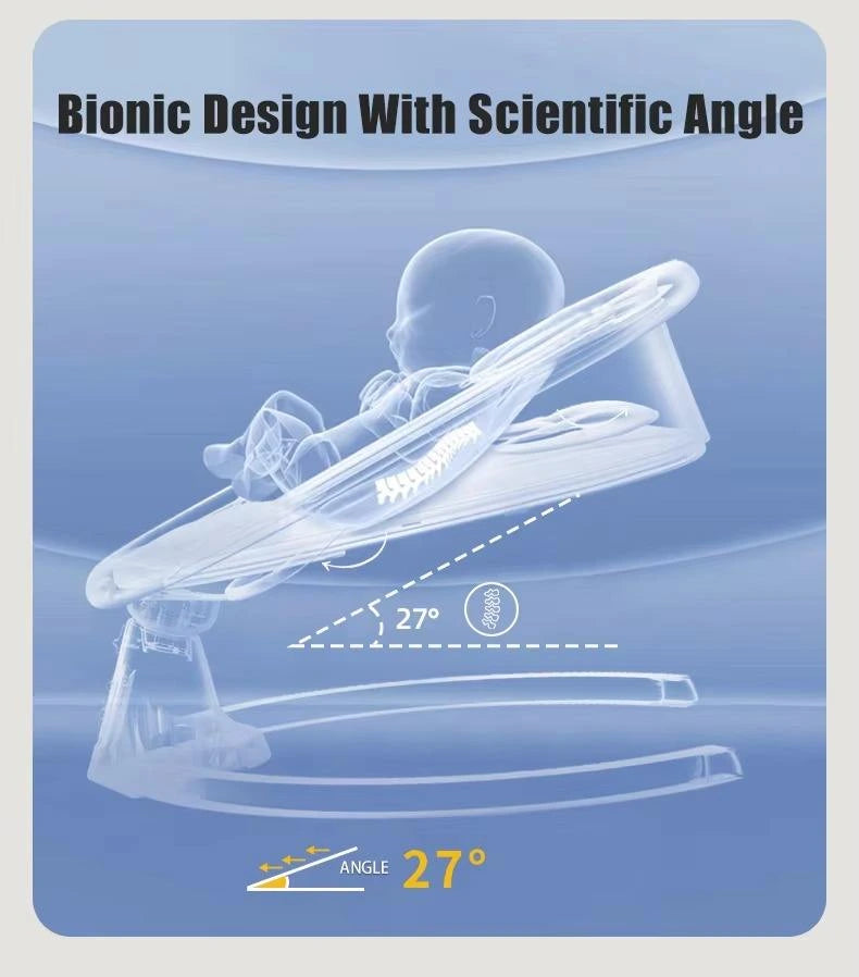 Baby Rocker Chair with Canopy – Adjustable Recline, Toy Bar, and Safety Belt