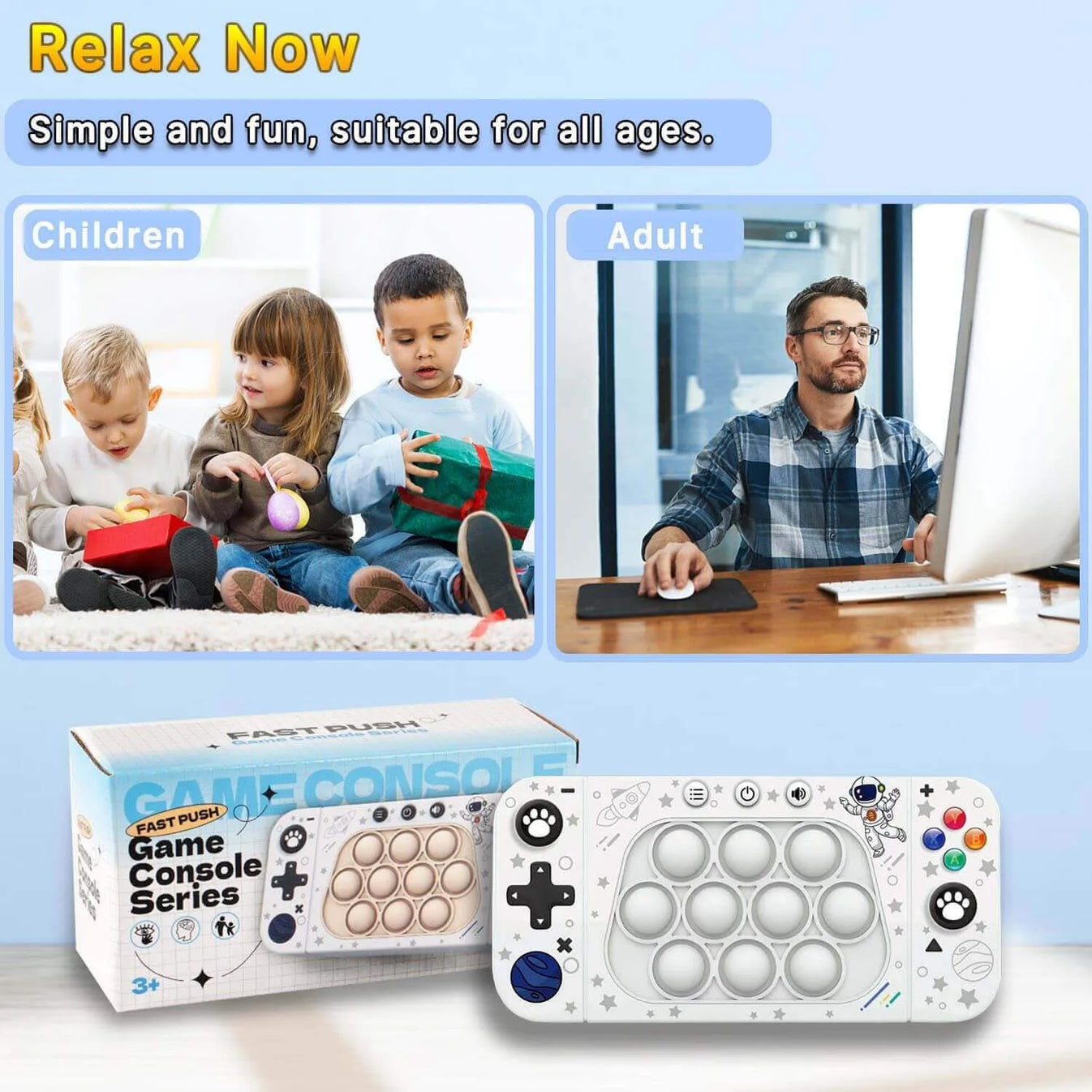Fast Push Pop Game Console Space-Themed Fidget Game with Sound