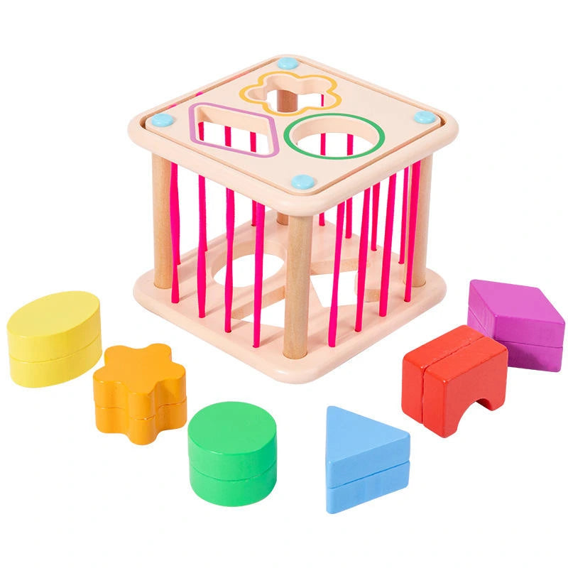 Educational Activity Cubes Wooden Blocks Box