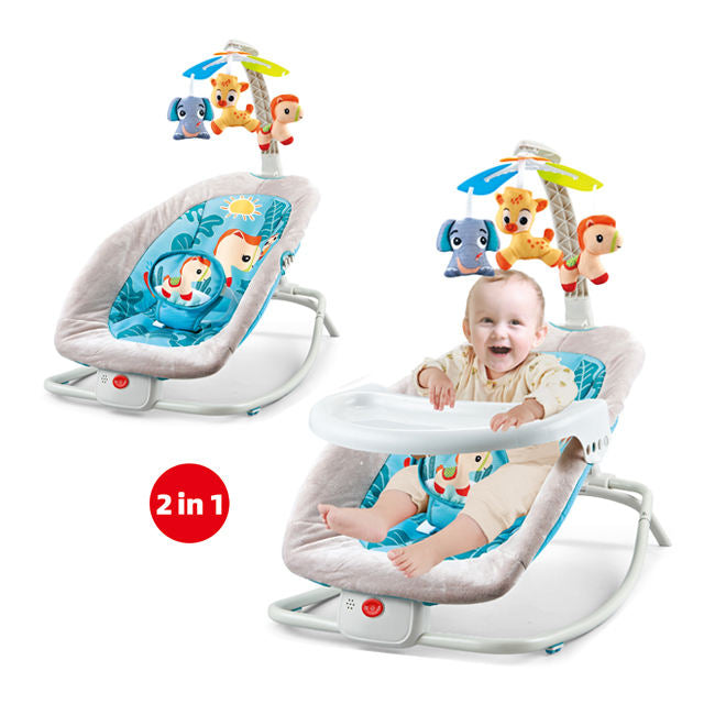 2-in-1 Baby Rocker & Feeding Chair with Toy Bar – Comfortable, Musical & Convertible Design