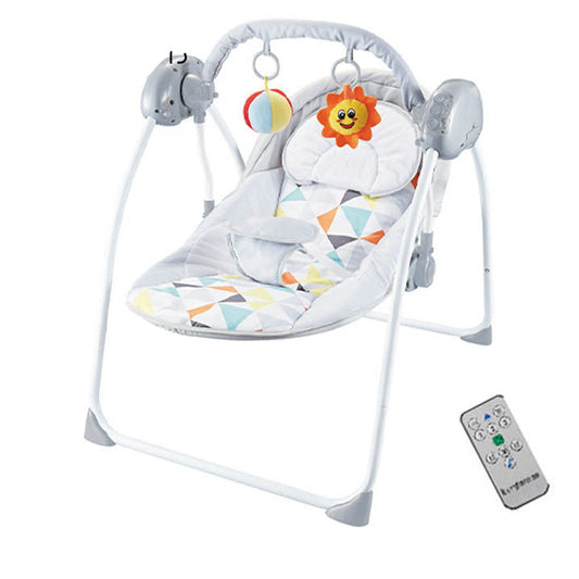 Electric Baby Swing with Remote Control – Soft Padded Seat & Hanging Toys | Music & Timer Function