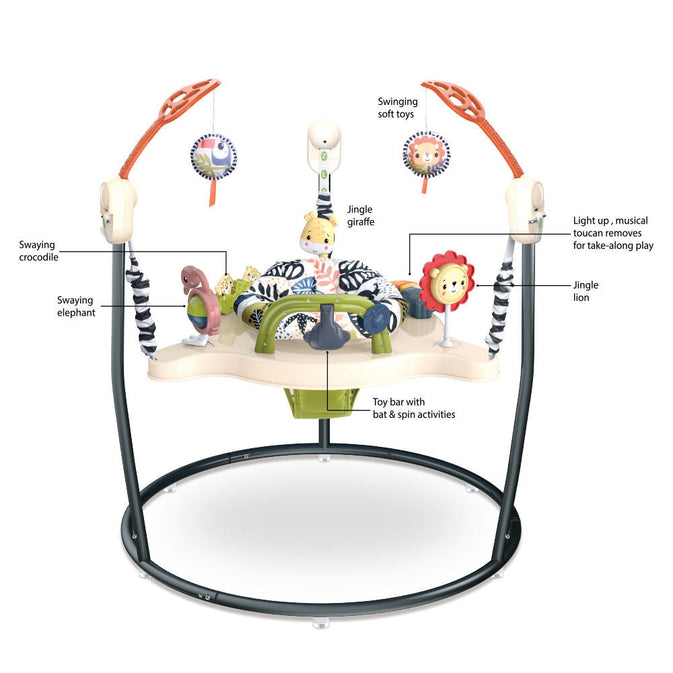 Baby Activity Jumper with 360° Rotating Seat, Music & Toys