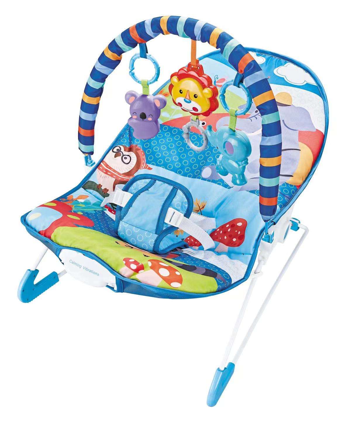 Vibrating Baby Bouncer Chair with Toy Bar – Jungle Theme, Soft Seat & Safety Harness