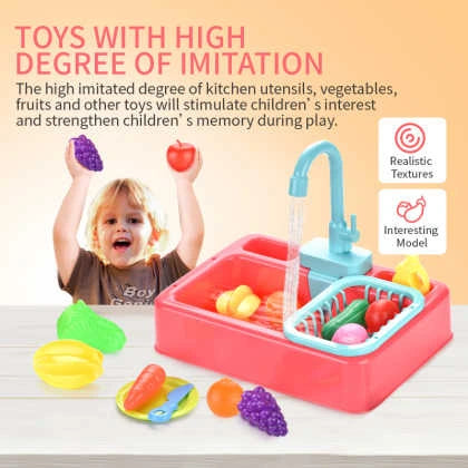 Wash Basin Kitchen Sink Toy With Accessories For Kids