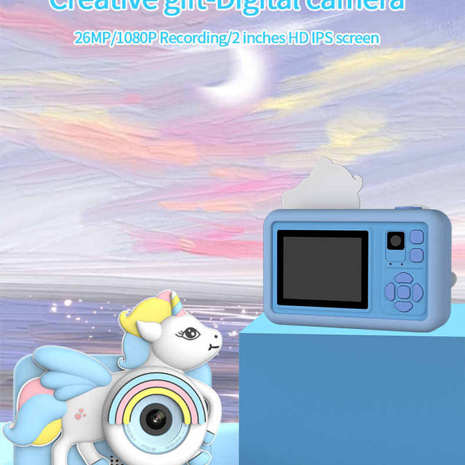 Digital camera Unicorn with Tripod Micro Toy lanyard Children Selfie Portable Toddler Video Holiday Gifts