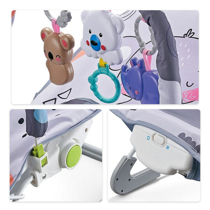 Baby Bouncer with Calming Vibrations and Toy Bar - Grey