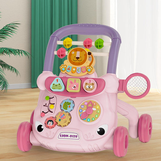 Multifunctional Baby Walker with Activity Learning Panel – Pink