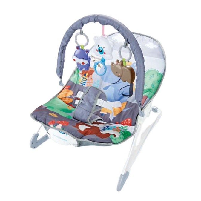 Baby Bouncer with Calming Vibrations and Toy Bar - Grey