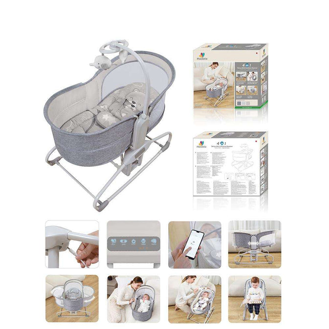 Adjustable Baby Swing with Soothing Rocking Motion, Toy Bar, and Reclining Seat