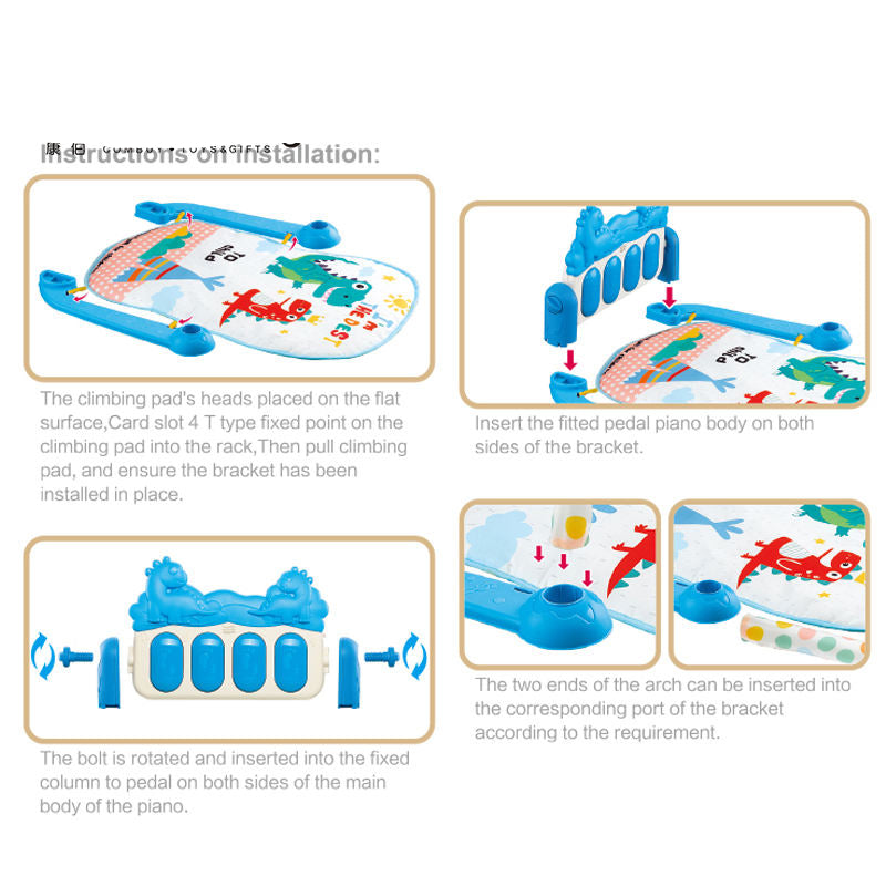 Baby Play  with Music, Hanging Toys, and Colorful Dinosaur Design for Infant Development