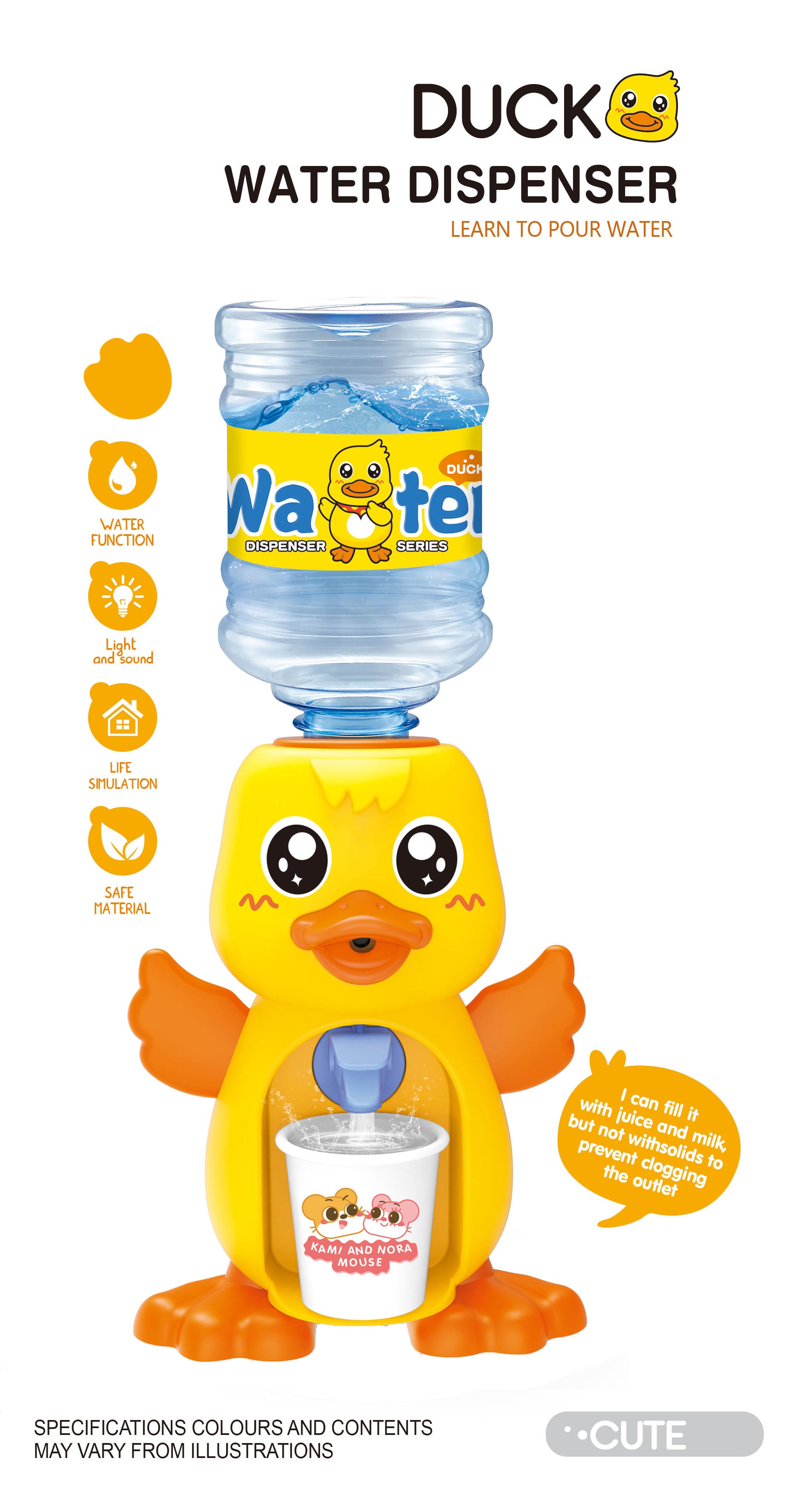 Cute Duck Water Dispenser Toy for Kids – Mini Drinking Fountain with Cup (Ages 3+)