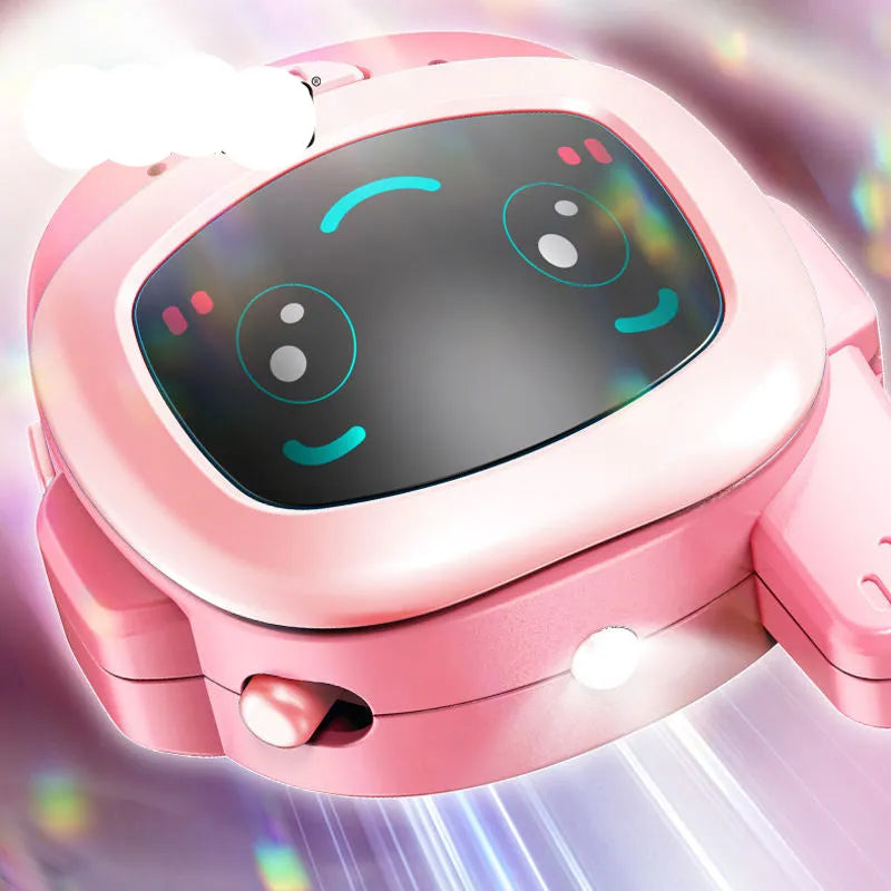 Pink and Blue Cute Robot Face Digital Kids Watch – Fun Cartoon Wristwatch