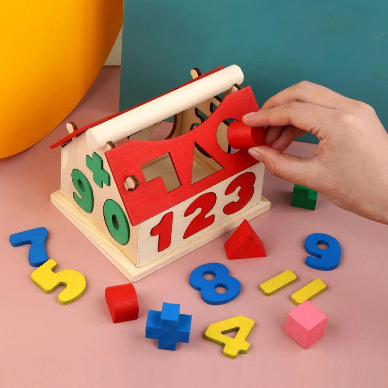 Wooden Montessori Shape & Number Sorting House