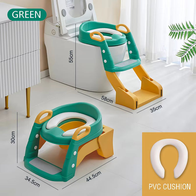 2-in-1 Potty Training Seat with Ladder – Adjustable Toddler Toilet Trainer