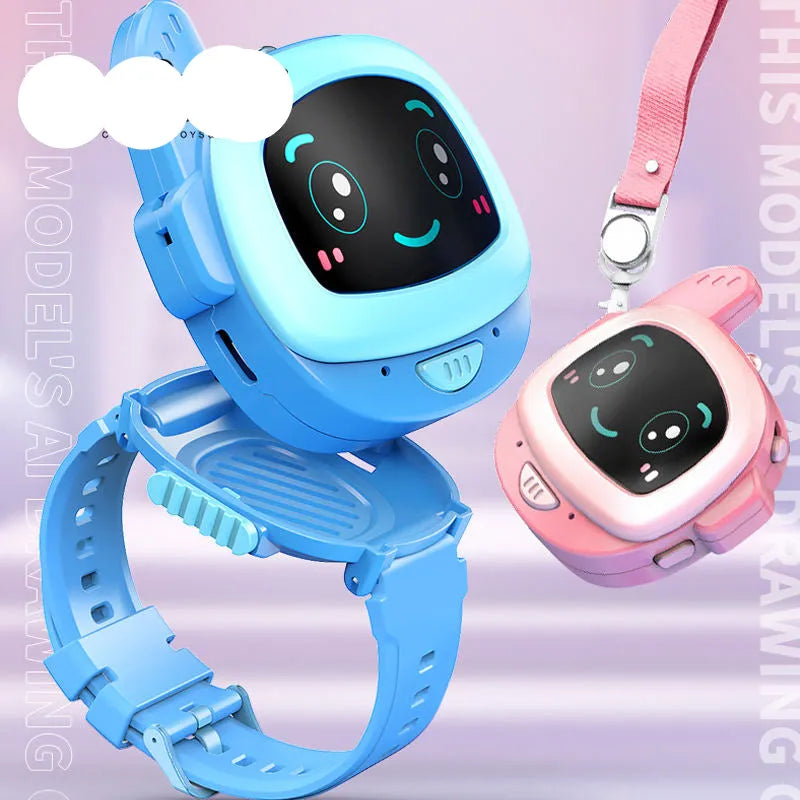 Pink and Blue Cute Robot Face Digital Kids Watch – Fun Cartoon Wristwatch