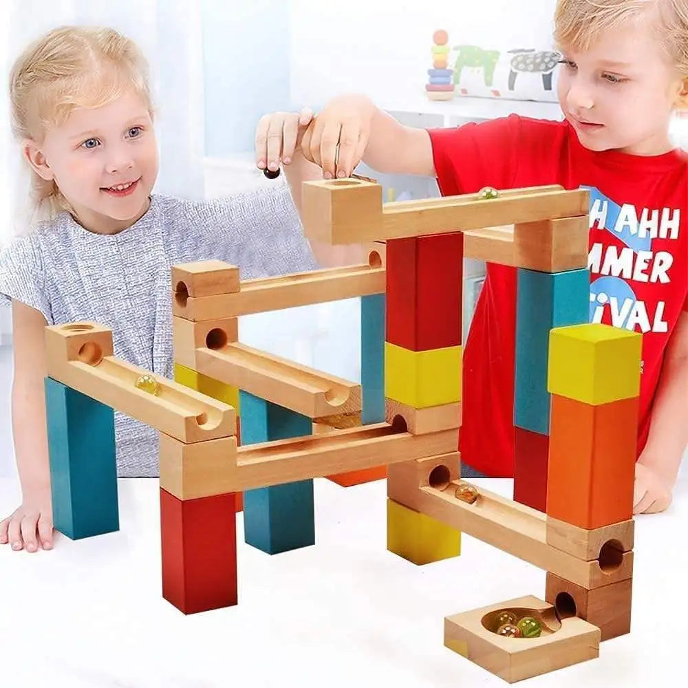 Stitching Ball Track Toys – Wooden Marble Run Toy Set for Kids