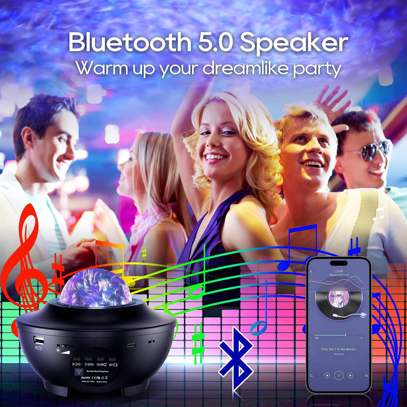 LED Night Light Ocean Wave Projector – 7 in 1 Star Mood Light