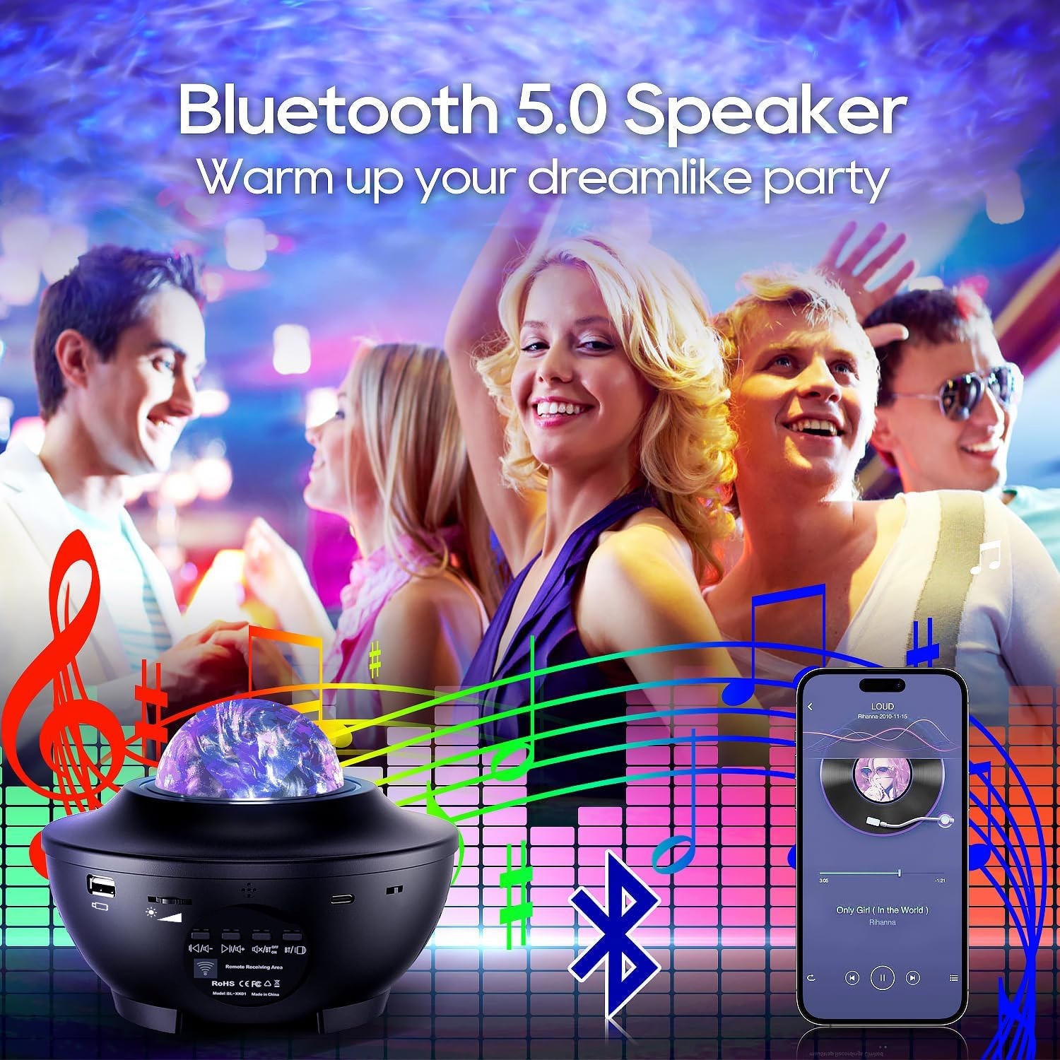 LED Night Light Ocean Wave Projector – 7 in 1 Star Mood Light