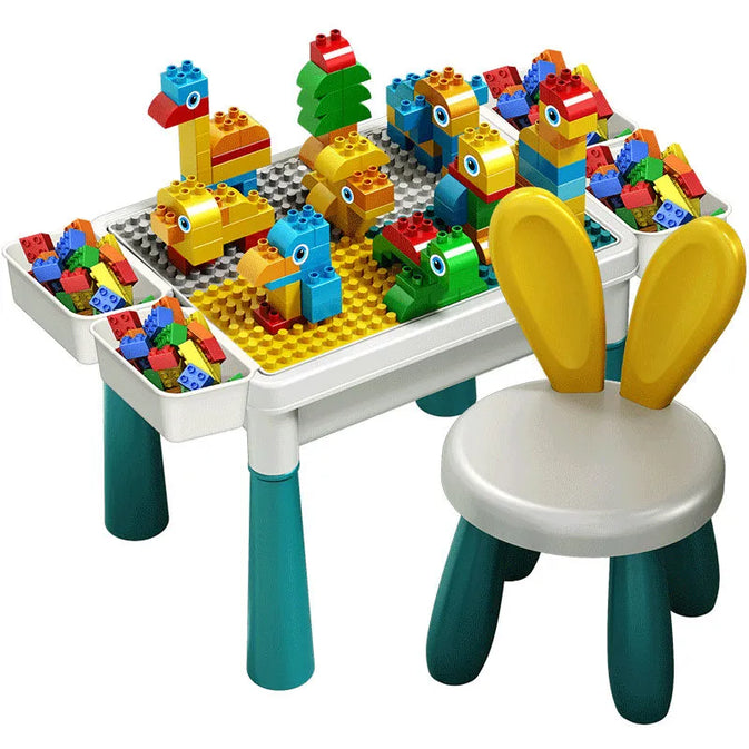 MultiFunction Building Block Table with Chair - 72 Pcs | Educational Play Table for Kids (3+ Years)