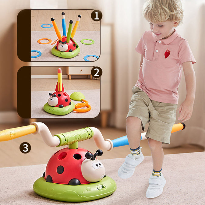 3-in-1 Kids Activity Toy – Jumping Game, Ring Toss & Rocket Launcher