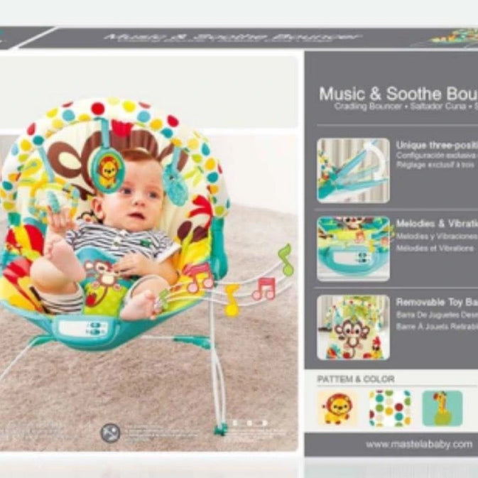 Colorful  Baby Bouncer with Toy Bar – Soft & Secure