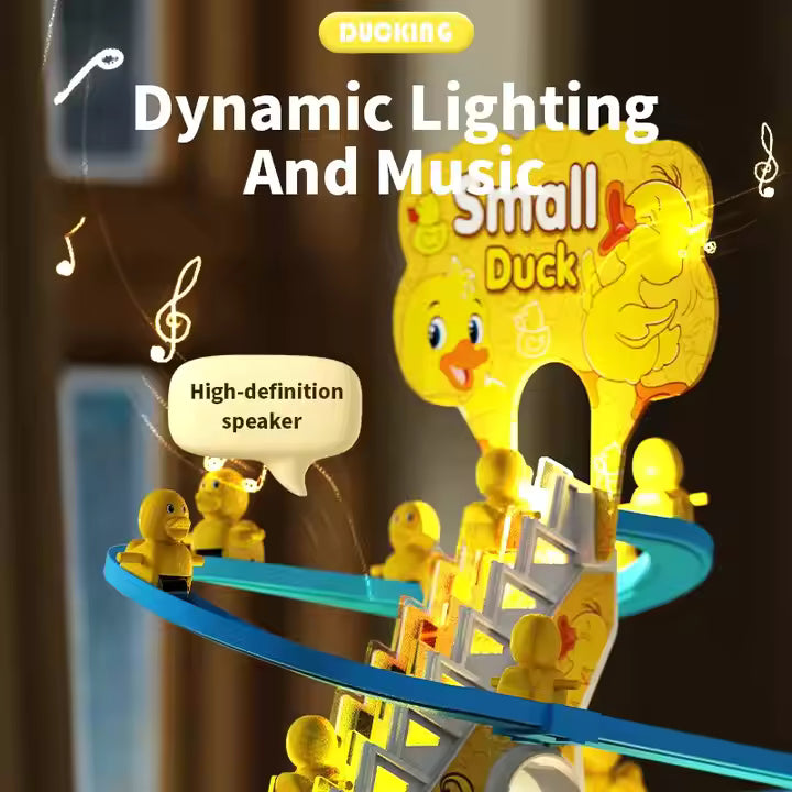 Climbing Duck Toy with Music & Lights – Automatic Stair-Climbing Track for Toddlers (3 Ducks)