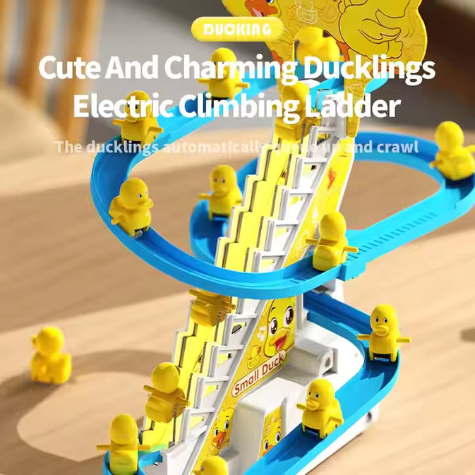 Climbing Duck Toy with Music & Lights – Automatic Stair-Climbing Track for Toddlers (3 Ducks)