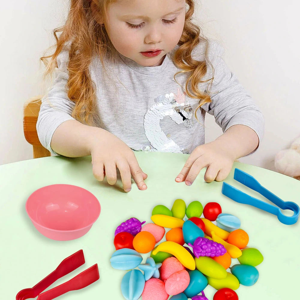 Color Sorting Fruit & Veggie Toy Set | Fine Motor Skill