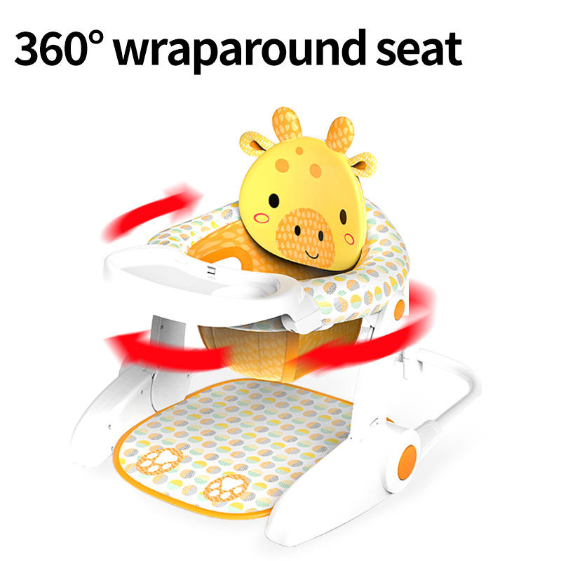 Multifunctional Baby Activity Chair with Animal Backrest & Piano Tray – Foldable Booster Seat